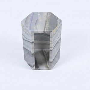 English Elm Genuine Solid Marble Hexagonal Pedestal End Table Polished Stone for Modern Living Blue+Multi W1696P407997