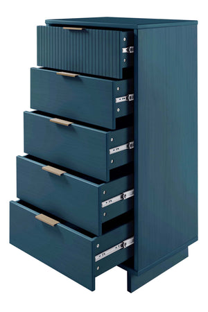 English Elm Granville 24" Chest In Midnight Blue – Elegant 5-Drawer Solid Wood Storage With Luxe Gold Handles B365S00071