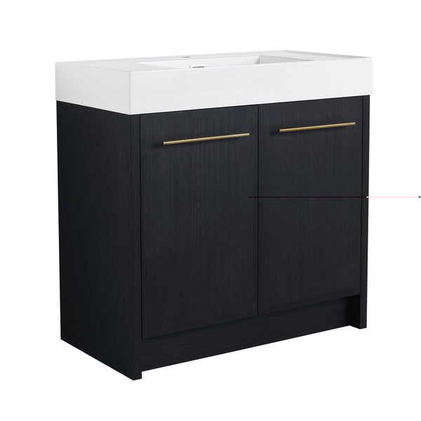 English Elm 36 Inch Freestanding Bathroom Vanity With Resin Sink & Soft-Close Doors – Modern, Durable Design W999S00179