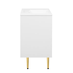 English Elm 36" Modern Bathroom Vanity with Resin Basin Sink, Soft-Closing Doors, Drop-Down Cabinet & Storage Elegance N710P265934K