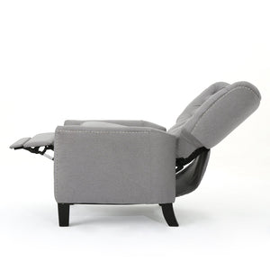 English Elm Christopher Knight Home® - Modern Light Grey Fabric Push Back Recliner with Rivet Accents, Ergonomic Support, Plush Cushioning for Living Room Comfort 61370.00LGRY