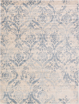 Unique Loom Paris Oak Machine Made Floral Rug Blue, Blue/Beige/Light Blue 9' 0" x 12' 2"