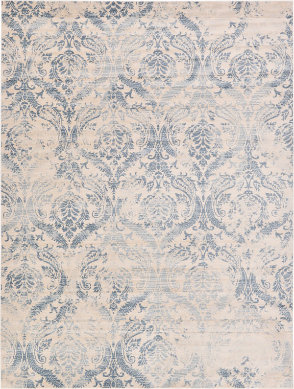 Unique Loom Paris Oak Machine Made Floral Rug Blue, Blue/Beige/Light Blue 9' 0" x 12' 2"