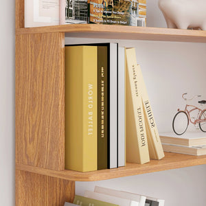 English Elm 90cm L-shaped Corner Bookcase Five Tier Mdf Open Shelving for Living Room W2899P444150