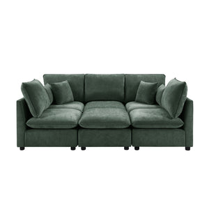 English Elm Swivel Barrel Accent Chair Chenille Tufted Round Club Seat for Living Room Lounge Green N719S002300F