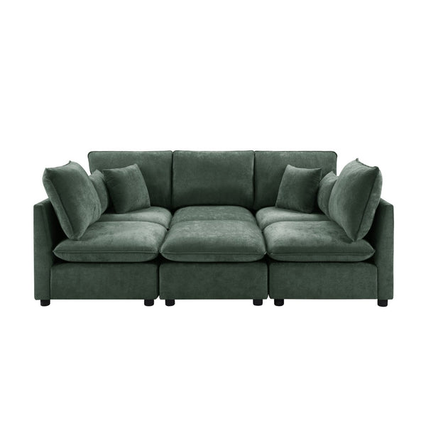 English Elm Swivel Barrel Accent Chair Chenille Tufted Round Club Seat for Living Room Lounge Green N719S002300F