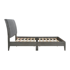 English Elm Modern Queen Platform Bed Dade Collection Gray Velvet Channel-Tufted Headboard, Wood Frame, No Box Spring Required B011P210119
