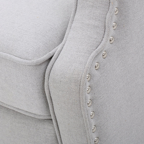 English Elm Christopher Knight Home® - Light Grey Tufted Fabric Arm Chair Recliner with Wingback Design, Button-Tufted Diamond Stitch Comfort and Pushback Recline, 28.5"W x 62"D Fully Reclined — Stylish Living Room Accent 56992.00LGY