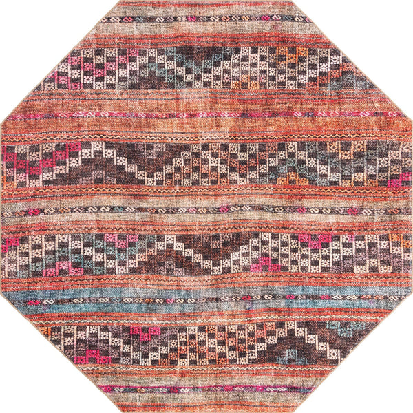 Unique Loom Timeless Andrew Machine Made Geometric Rug Multi, Blue/Gold/Green/Ivory/Rust Red/Pink/Beige/Black/Brown 7' 7" x 7' 7"