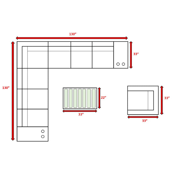 English Elm 11-Piece Rattan Sectional Seating Group, Fully Assembled Outdoor 7-Seat Set with 17 Cushions, HDPE Wicker B120S00174