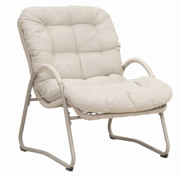 English Elm Outdoor Woven Rope Wicker Lounge Set Iron Frame Patio Chairs with Round Side Table W3990P462696