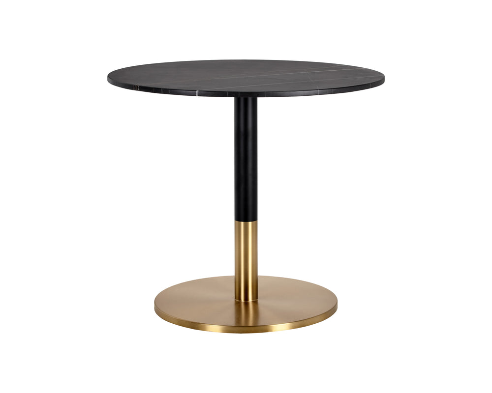 Sunpan Massie Round Bistro Table - Elegant Black Marble With Gold Veining - Perfect For Cozy Dining Spaces Black Marble 105315
