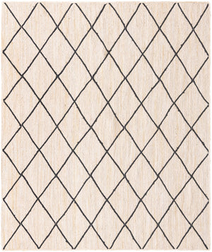 Unique Loom Braided Jute Trellis Hand Braided Solid Rug Ivory and Black, Black 8' 0" x 10' 0"