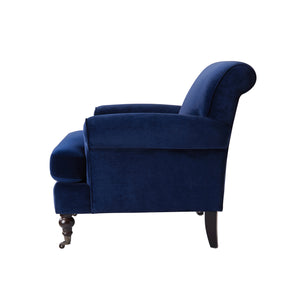 English Elm Jennifer Taylor Home - Alana 38" Navy Blue Velvet Accent Chair With Metal Casters For Stylish Comfort In Any Room B2719P238302