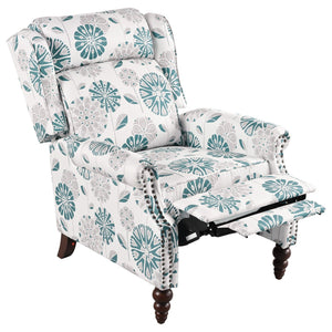 English Elm Christopher Knight Home® - 29.75" Push Back Recliner Chair with Wingback Design, Gourd Wooden Legs, Polyester Upholstery, Cozy Comfort White N763P201072Z