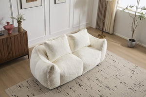 English Elm Giant Ultra Soft Fluffy Loveseat Bean Bag Sofa for Adults, Oversized Shredded Foam Couch with Pillows White W3723P353892