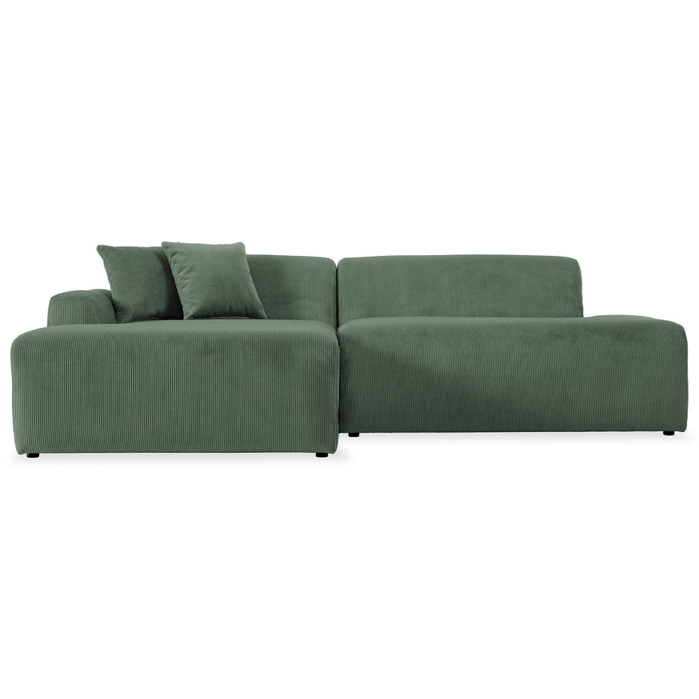 English Elm Ashcroft Furniture - Mar Sectional Green Corduroy Sofa - Stylish Mid-Century Modern Design For Cozy Living Spaces B183S00099