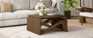 English Elm Transformer Solid Wood Convertible Table Adjustable Height Expandable Top for Small Spaces Walnut N735P406282D