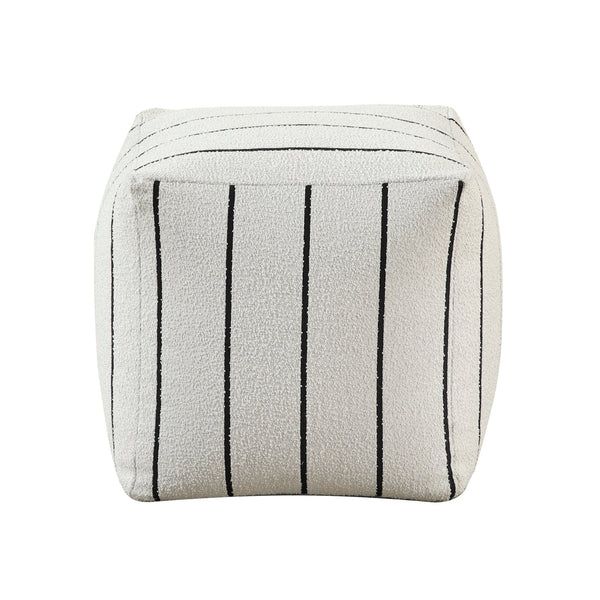English Elm Modern Square Pouf In Off-White Jacquard Fabric – Versatile Seating & Footrest For Small Spaces B011P251657