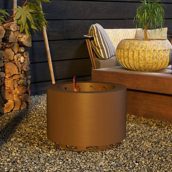 English Elm Outsunny 19 Inch Stainless Steel Wood Burning Fire Pit with Secondary Combustion Design W2225P174294