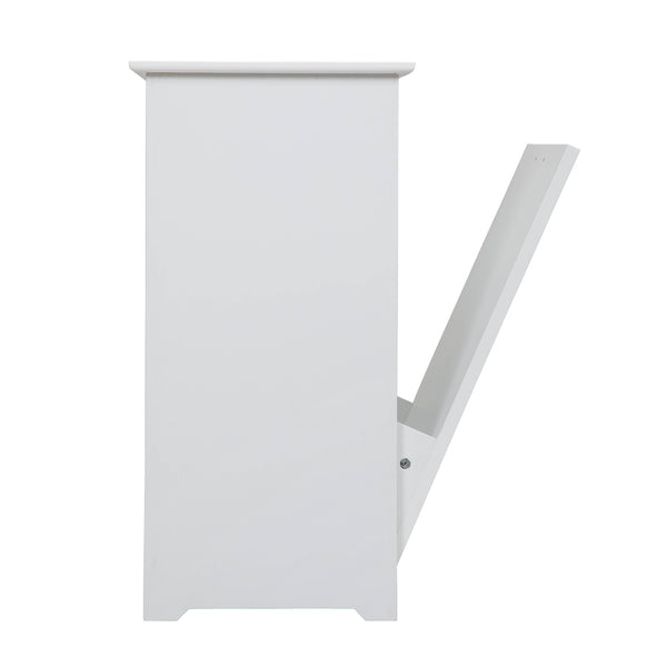 English Elm Trash Cabinet with Adjustable Tilt, White MDF 13-Gallon Hidden Garbage Bin Holder for Home (30.7"H) W2181P357598