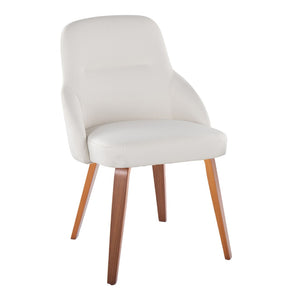 English Elm Chair Set of 2 Bentwood Walnut Legs White Faux Leather Mid-century Dining Seating B202S02124