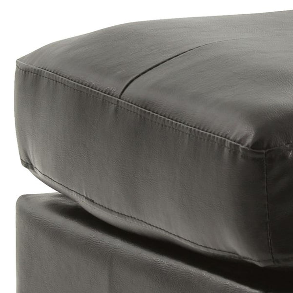 English Elm Casual PU Black Ottoman 19"H x 23"W x 23"D — No Assembly, Durable Single-Seat Accent for Modern Rooms B078108269