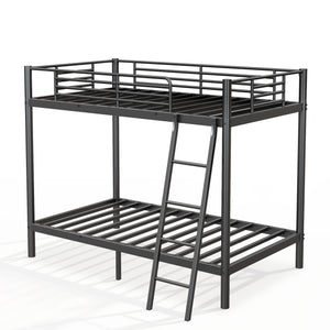 English Elm Metal Twin Over Twin Bunk Bed Black - Sturdy Powder-Coated Metal, No Box Spring, Safe Kids Sleep W2889P263782