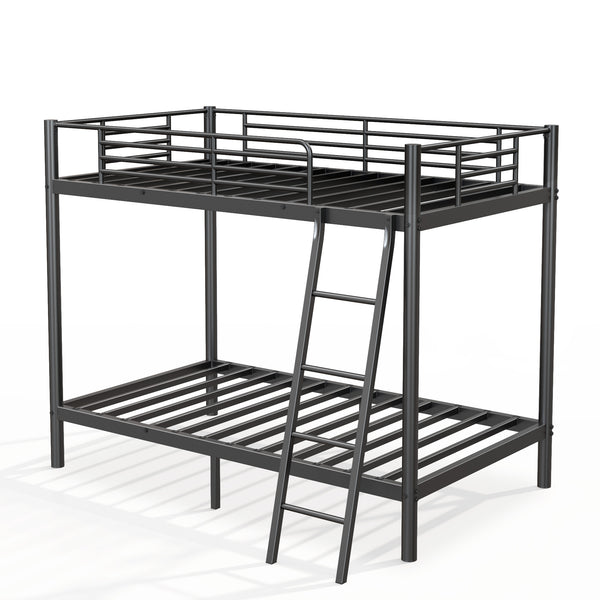 English Elm Metal Twin Over Twin Bunk Bed Black - Sturdy Powder-Coated Metal, No Box Spring, Safe Kids Sleep W2889P263782