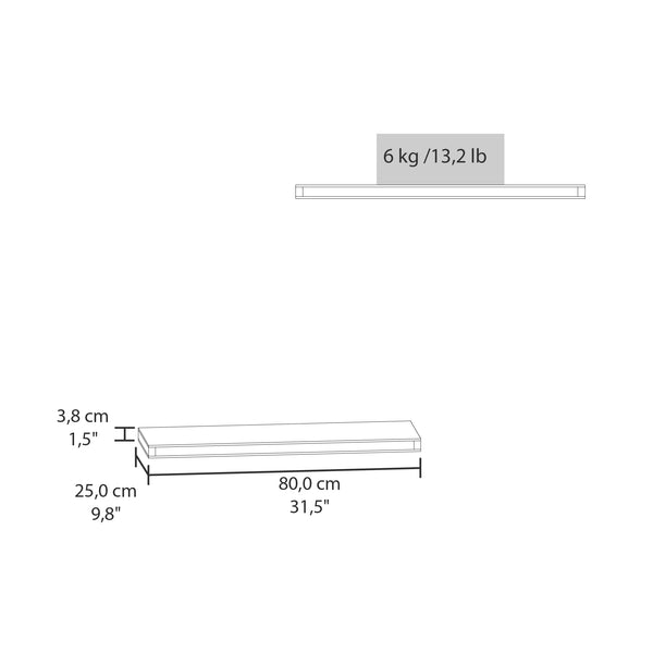 English Elm Floating Shelves - Sleek Taupe Design, 2 Modern Shelves For Stylish Storage & Display In Any Room B097P250916