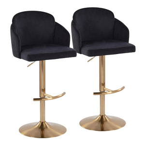 English Elm Fixed-height Swivel Counter Stools with Faux Leather Seats and Chrome Footrest Set of 2 Black B202S02178