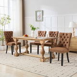 English Elm Nikki Collection Modern, High-End Tufted Solid Wood Contemporary Flax Upholstered Linen Dining Chair With Wood Legs Nailhead Trim 2- Piece s Set,Coffee Color, Sw6801Cf