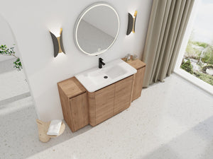 English Elm 60" Freestanding Double Sink Bathroom Vanity with Soft-close Doors and Three Drawers W999S00514