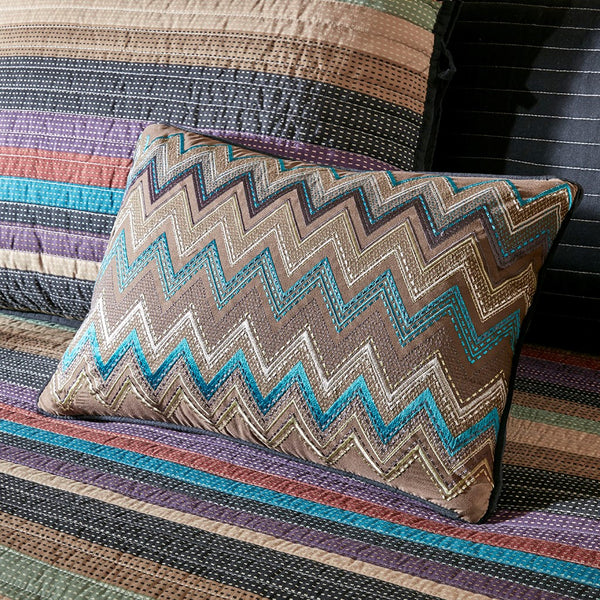 English Elm 6 Tissa Reversible Daybed Cover Set Quilted Multicolor Stripe & Chevron Pillow Twin Fit Charming Lodge-Inspired Look Multi 17.72 L x 15.75 W x 8.27 H B03597492