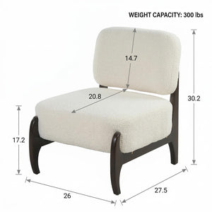 English Elm 26" Boucle Lounge Chair Solid Wood Frame Woven Texture Minimalist Seat for Any Room Beige N767P408732B