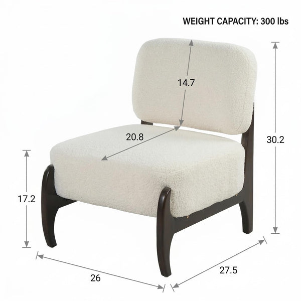 English Elm 26" Boucle Lounge Chair Solid Wood Frame Woven Texture Minimalist Seat for Any Room Beige N767P408732B
