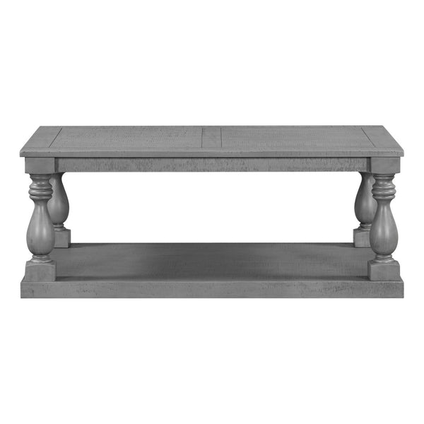 English Elm U_Style Vintage Coffee Table With Artistic Vase Column Legs - Luxurious Pine Veneer For Timeless Elegance N711P256967E-GIGA