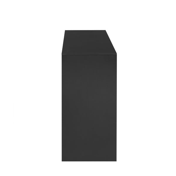 English Elm U_Style 60" Modern Minimalist Sideboard - Solid Wood Veneer Storage Console With Open Shelf Design N711P289132B-GIGA