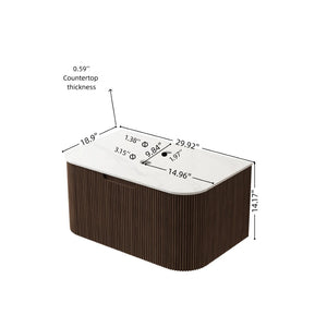 English Elm Dina Wall Mounted Bathroom Vanity Cabinet Carrara Marble Top French Stripe Walnut W2615P257423