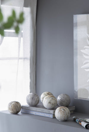 English Elm Set of 6 Marbleized Ball Accents in Brown Gray Cream — Glossy Decorative Orbs for Centerpiece Styling W2078P357174