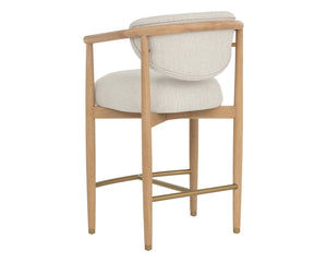 Sunpan SIGRID Counter Stool - Scandinavian Style Light Oak Frame with Monument Oatmeal Upholstery Comfort 112155