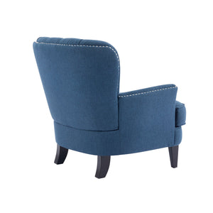 English Elm Christopher Knight Home® - Mirod Vintage Upholstered Lounge Chair with Tufted Back and Nailhead Trim, Solid Wood Legs, Cozy Comfort Navy Blue N760P253374V