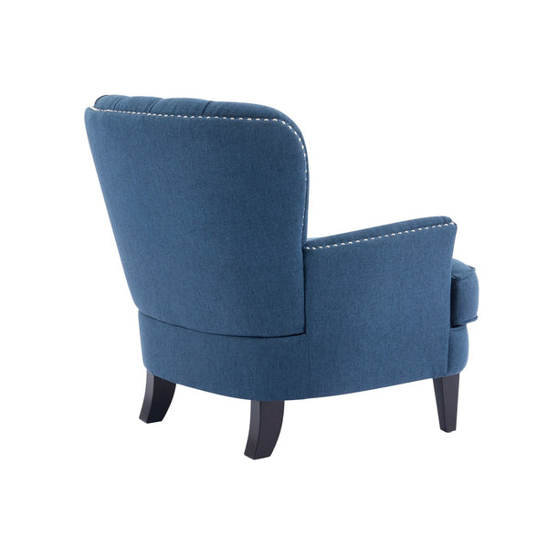 English Elm Christopher Knight Home® - Mirod Vintage Upholstered Lounge Chair with Tufted Back and Nailhead Trim, Solid Wood Legs, Cozy Comfort Navy Blue N760P253374V