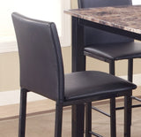 English Elm 5 Piece Citico Counter Height Metal Dinette Set With Laminated Faux Marble Top, Black