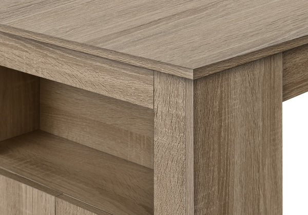 English Elm Dining 48" Counter Height Rectangular Table with Side Storage Cabinet and Open Shelf, Modern Design taupe 51 L x 27 W x 5 H B2710P286996
