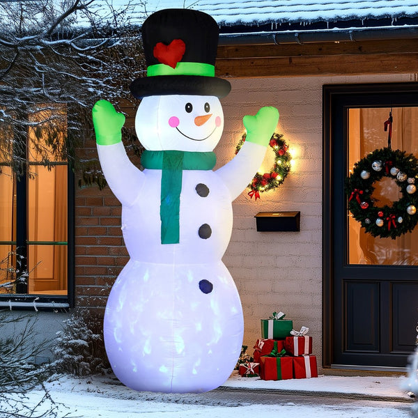 English Elm Outsunny 10Ft Inflatable Snowman With Led Lights - Cheerful Holiday Decoration For Lawn & Garden W2225P249945-GIGA