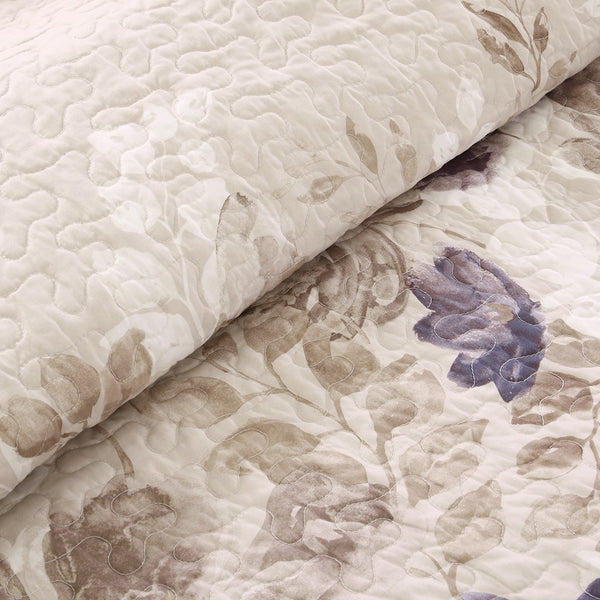 English Elm 6 Piece Madison Park Luna Reversible Quilt Set Full/Queen — Watercolor Floral Taupe Ivory Calm Retreat Multicolor 23.23 L x 18.11 W x 11.42 H B03597427