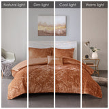 Intelligent Design Felicia Glam/Luxury Velvet Duvet Cover Set with Throw Pillow ID12-2411 Rust