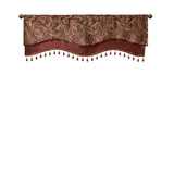 Madison Park Aubrey Traditional Jacquard Window Rod Pocket Valance With Beads MP41-4991 Burgundy