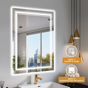 English Elm 28X36 Inch Frameless Led Smart Bathroom Mirror With Adjustable Lighting & Anti-Fog Features T3757P347016
